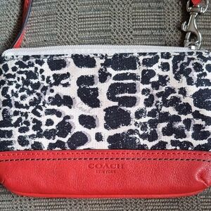 Coach Red and Black Leopard Print Women's Bag Wristlet